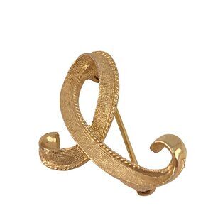 Initial E Pin Brooch Textured Mid Century Vintage